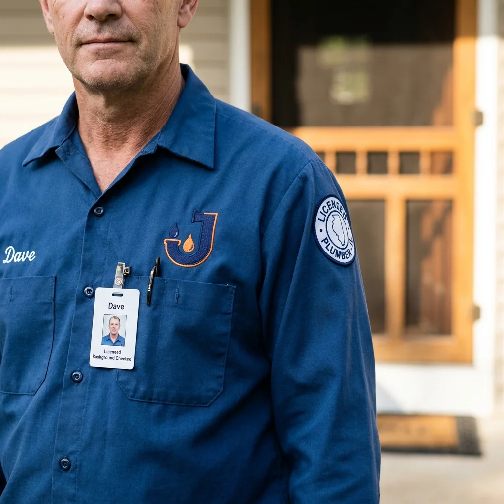 Licensed plumber showing ID badge in Salisbury, NH